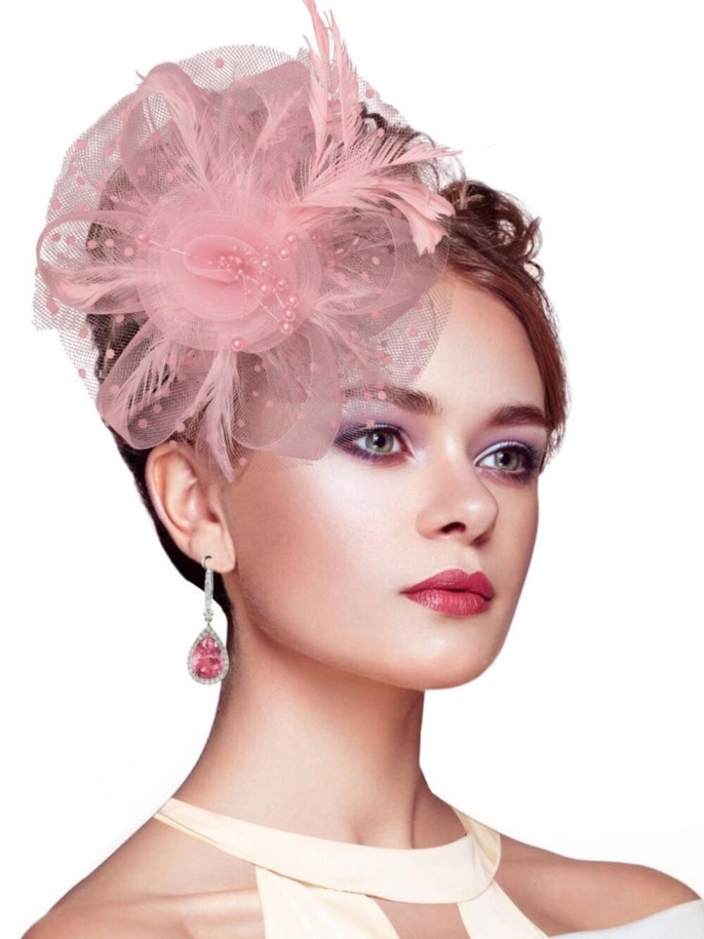 Women's Party Fascinator Headpiece Blush Pink